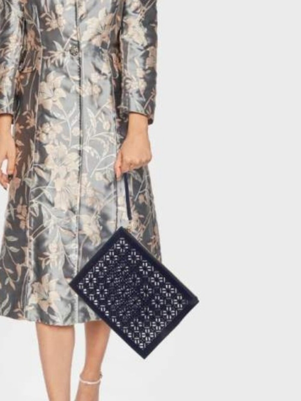 Tory Burch Navy Laser-Cut Wristlet Clutch - Women Bags